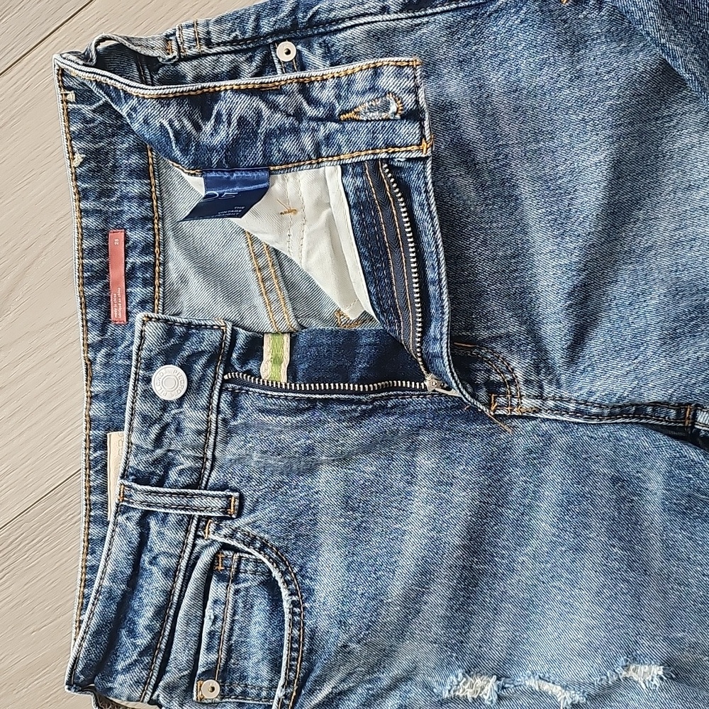 Anthropologie Pilcro The Vintage Straight Distressed Denim High Rise Jeans Sz 25 - Picture 6 of 16